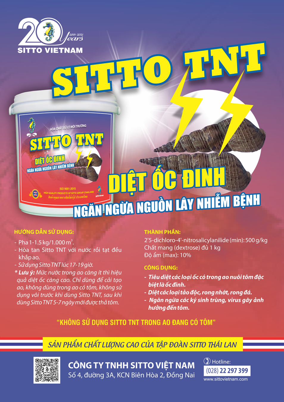 Biện pháp tiêu diệt ốc đinh và các loài nhuyễn thể bằng Sitto TNT