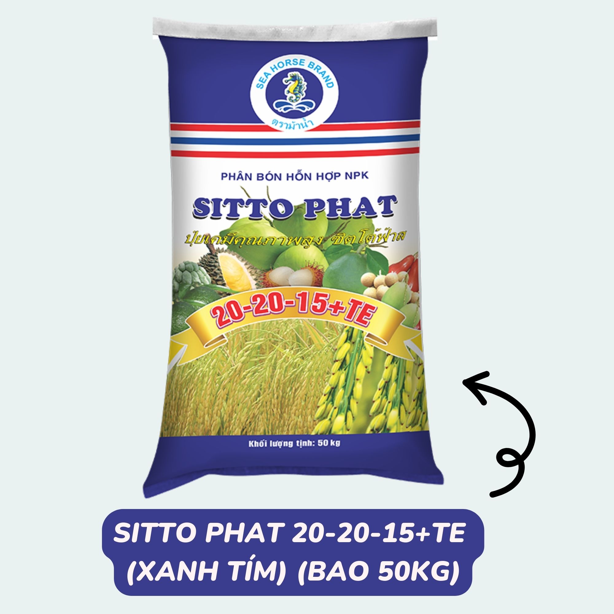 Phân bón Sitto Phat 20-20-15+TE (Xanh Tím) (Bao 50kg)