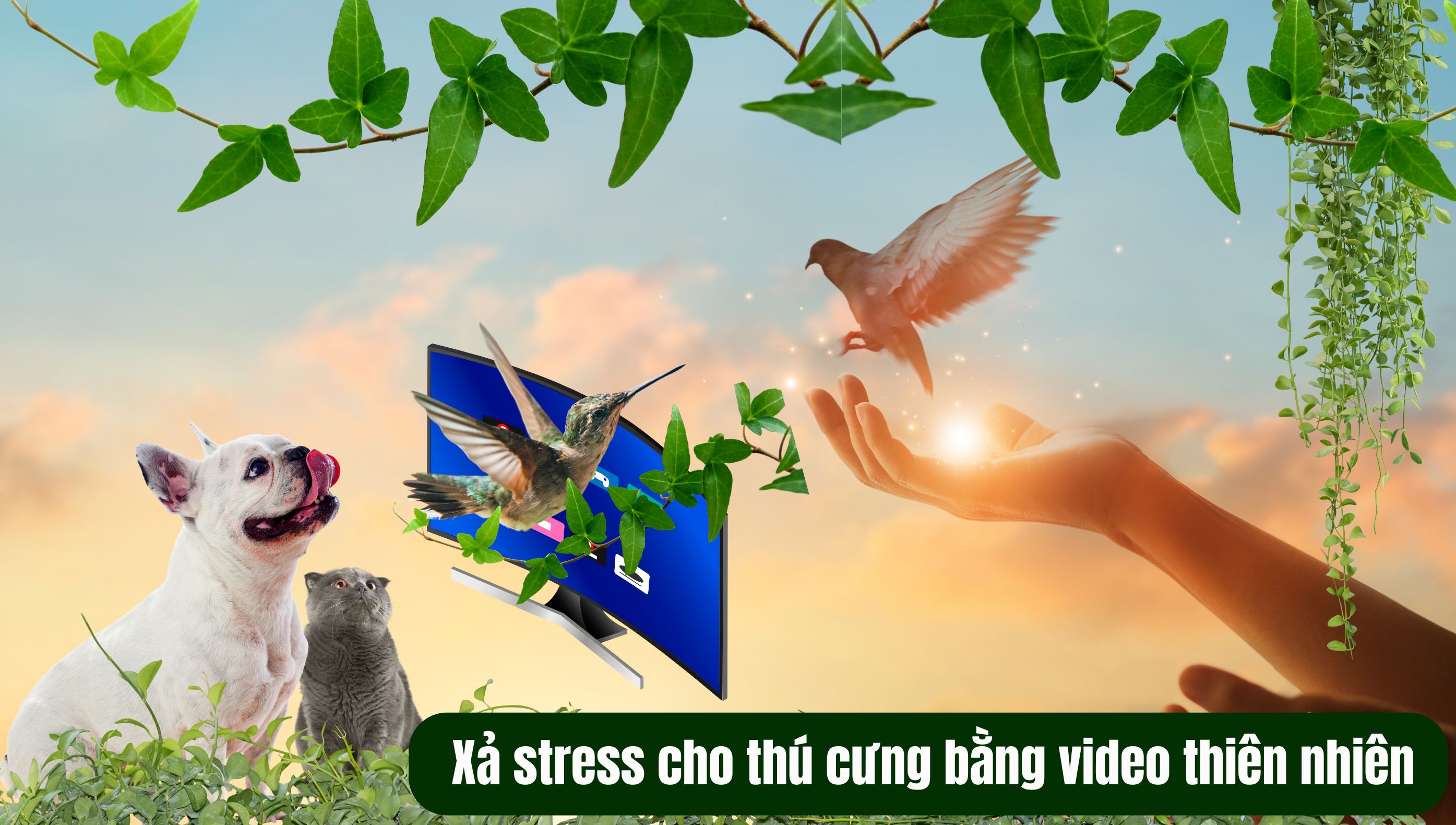 Phương pháp xả stress cho thú cưng bằng video thiên nhiên