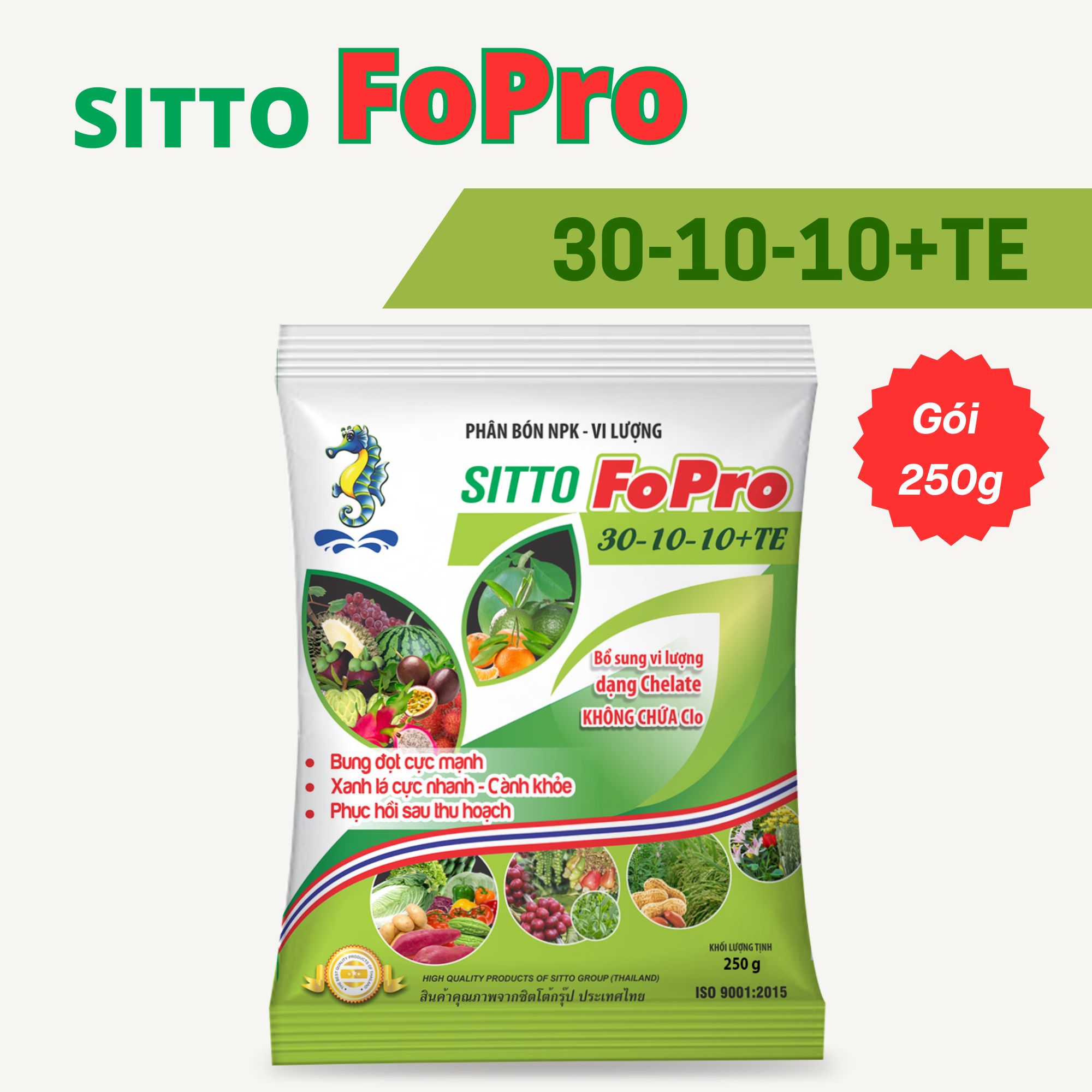 Phân bón Sitto Fopro 30-10-10+TE - Xanh lá cực nhanh, phục hồi sau thu hoạch