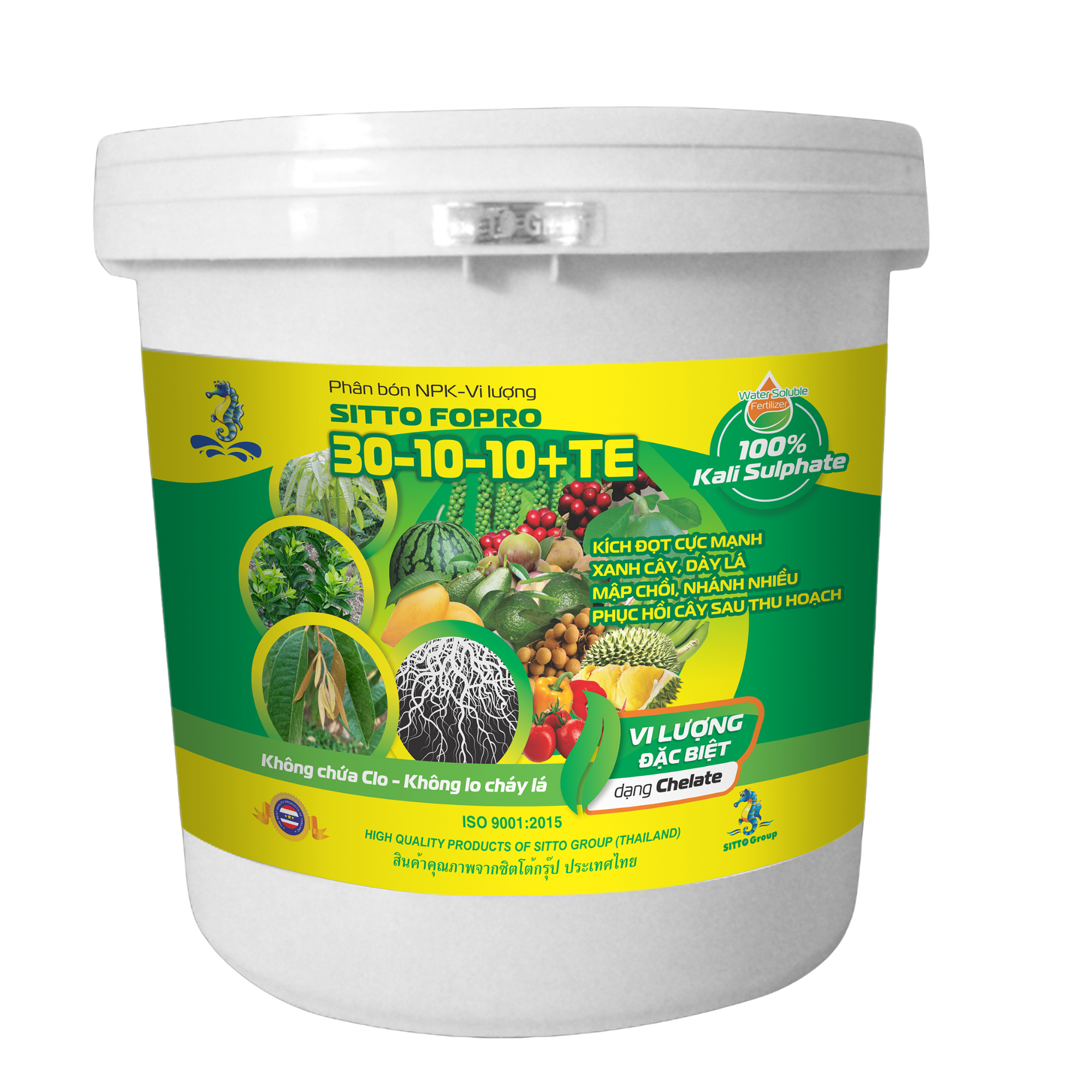 Phân bón NPK-Vi lượng SITTO FOPRO 30-10-10+TE (Xô 15kg)