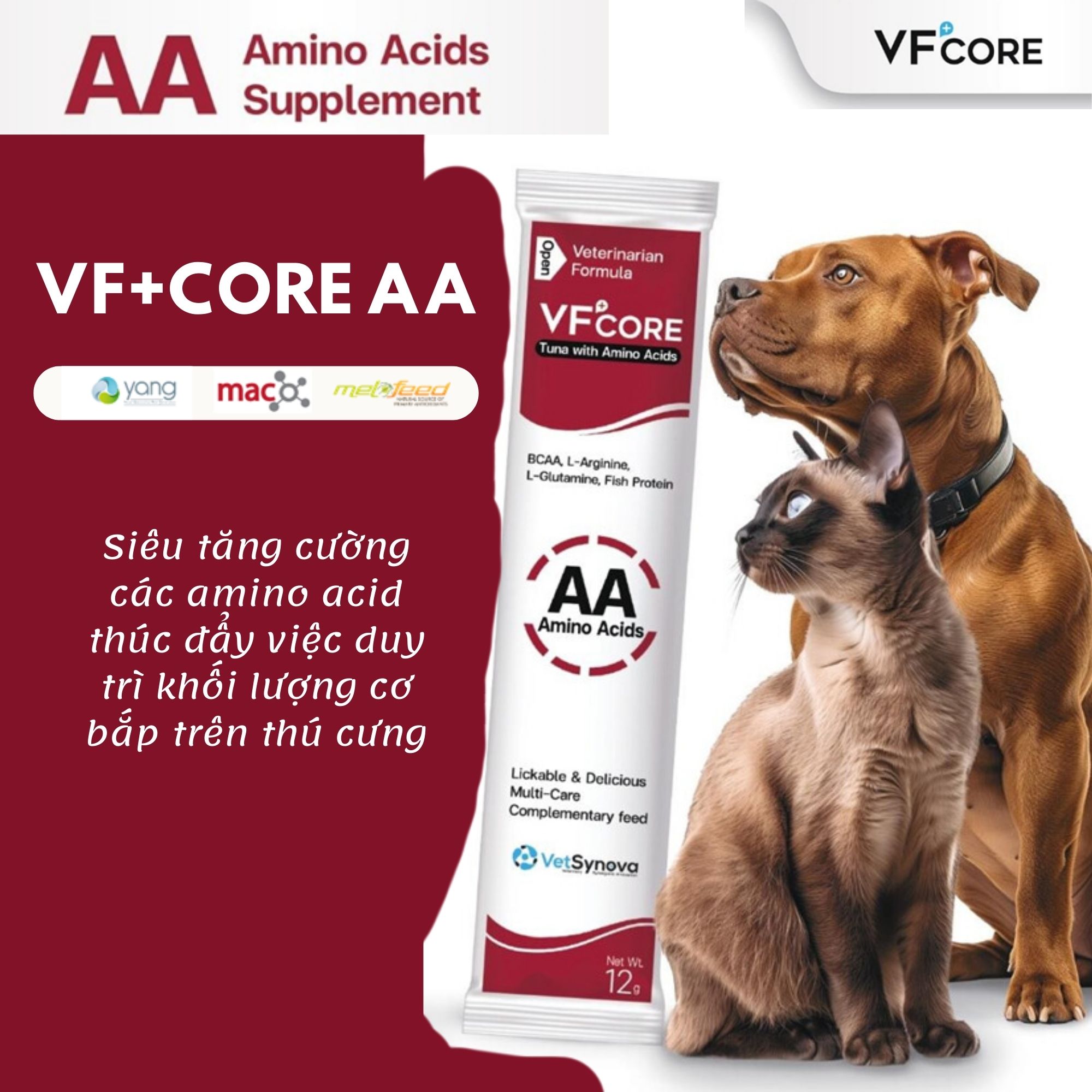 VF+Core AA - Siêu tăng cường các amino acid thúc đẩy việc duy trì khối lượng cơ bắp trên thú cưng