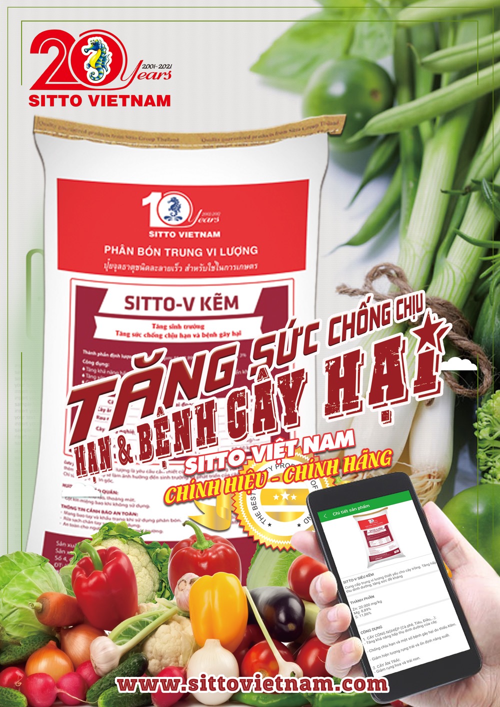 Sitto- V Kẽm (Bao 10kg) - Bổ sung vi lượng thiết yếu cho cây trồng