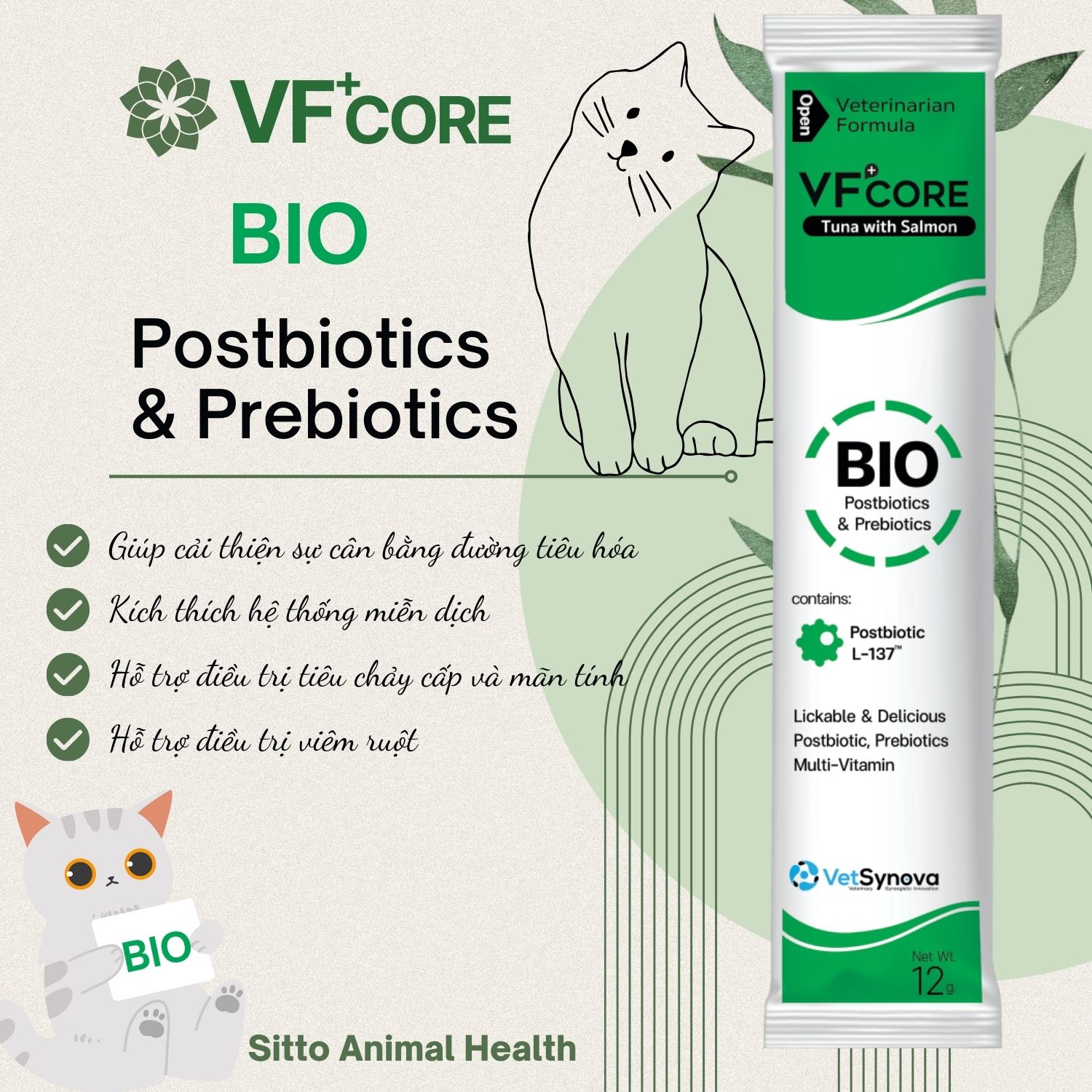VF+ Core Bio Postbiotics & Prebiotics - Postbiotic L-137 Công nghệ độc quyền từ Nhật Bản